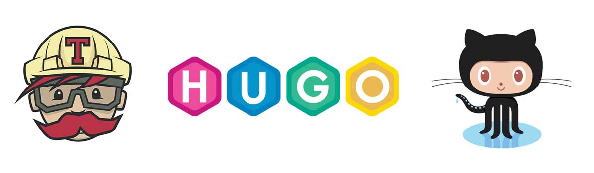 Logos: Hugo, Travis, GitHub